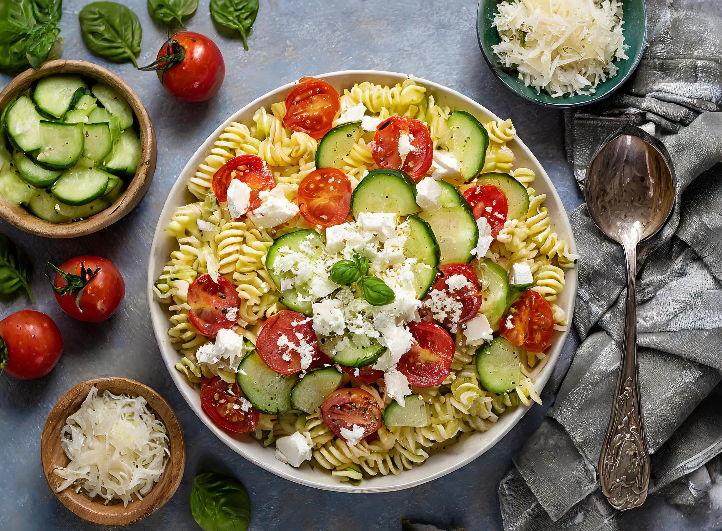 cucumber tomato pasta salad