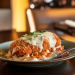 Crispy Longhorn Parmesan Crusted Chicken Breast with Cheese and Ranch Topping